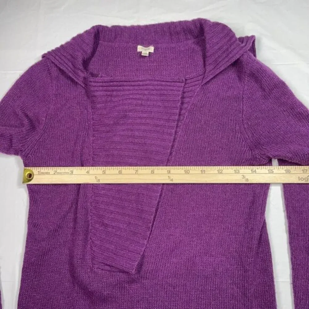 J.CREW ‎ Women's HALF ZIP KNIT Asymmetrical SWEATER Wool Alpaca Blend Purple XS